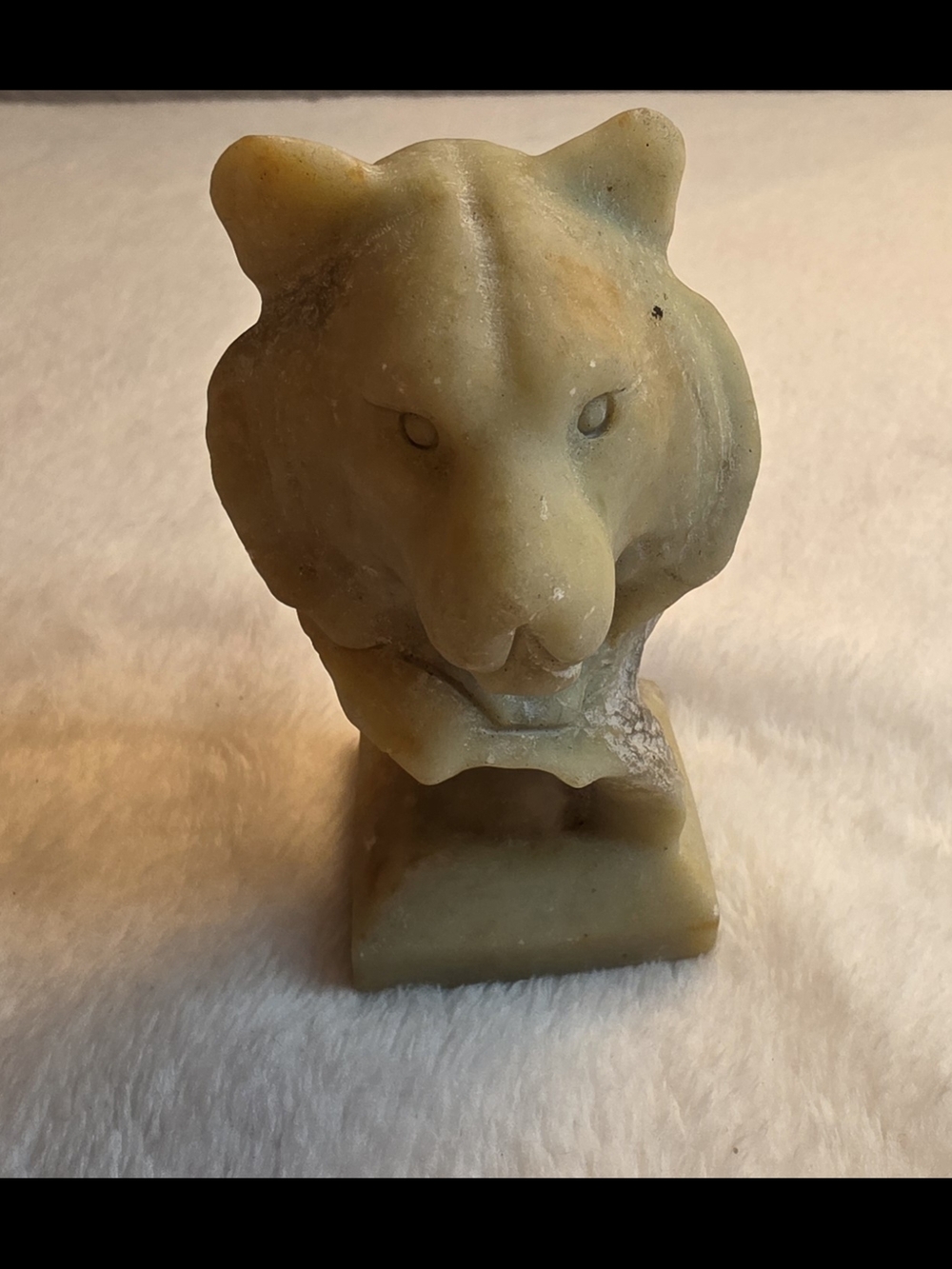 Hand Carved Soapstone Cat Bust Sculpture